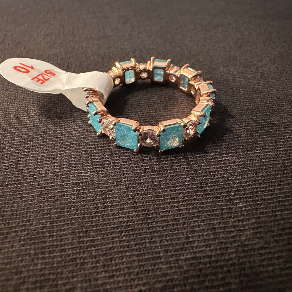 💍 Always Be Happy – Aqua & Diamond Eternity Ring 💍✨